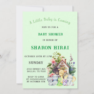 Cute Animals Baby Shower Uitnodiging   Mint