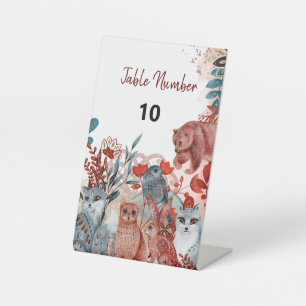 Cute Animals baby shower uitnodiging rood en blauw Reclamebord Met Voetstuk