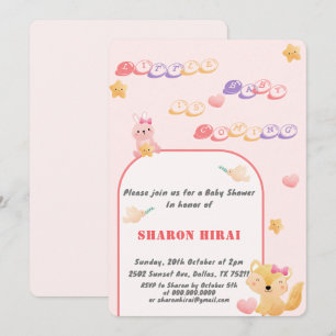 Cute Animals Baby Shower Uitnodiging - Roze