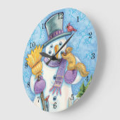 Cute Animals Building a Snowman for Kerstmis Grote Klok (Hoek)