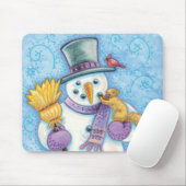 Cute Animals Building a Snowman for Kerstmis Muismat (Met muis)