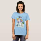 Cute Animals Building a Snowman for Kerstmis T-shirt (Voorkant volledig)