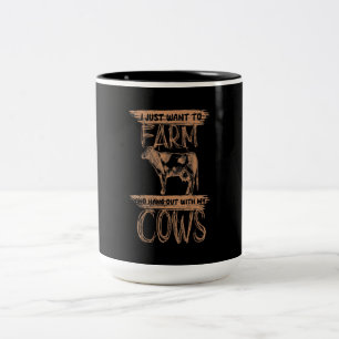 Cute Animals Cow  Funny Cow Lover Gift Tweekleurige Koffiemok