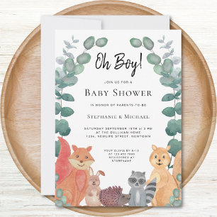 Cute Animals Eucalyptus Oh Boy Couples Baby shower Kaart