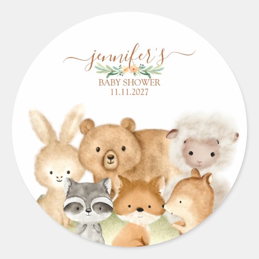 Cute Animals Fur Wild Forest Ronde Sticker (Voorkant)