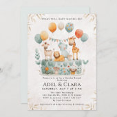 Cute Animals Gender Reveal Invitation (Devant / Derrière)