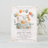 Cute Animals Gender Reveal Invitation Kaart (Staand voorkant)