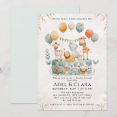 Cute Animals Gender Reveal Invitation Kaart (Voorkant / Achterkant)