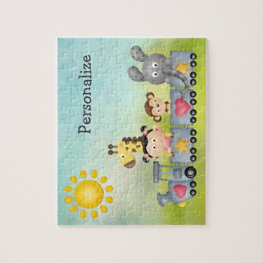 Cute Animals & Girl on Train Puzzle Legpuzzel (Verticaal)