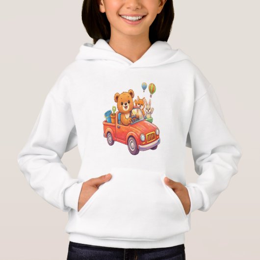 Cute Animals in a Red Truck: Bear, Fox, and Bunny  (Devant)