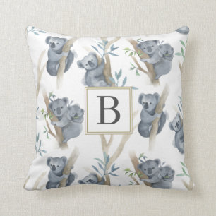 Cute Animals Koala Monogrammed Baby Nursery Pillow Kussen