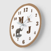Cute Animals Monogramed Acrylwall Clock Grote Klok (Hoek)