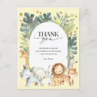 Cute animals Safari baby shower bedankt je briefka