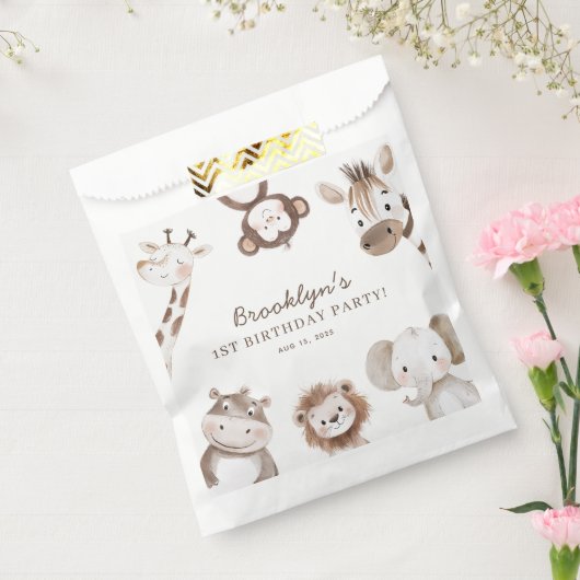 Cute Animals Safari Jungle Birthday Party Kids Bedankzakje (Gezegeld)