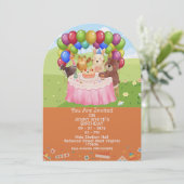 Cute Animals Themed kids Birthday Invitation (Debout devant)