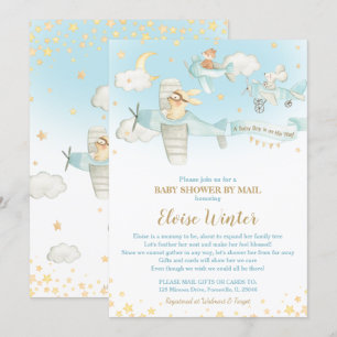 Cute Animals Vliegtuigen Baby shower per post Kaart