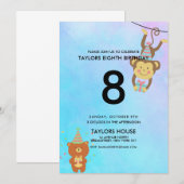 Cute Animals Waterverf Custom Birthday Party Kaart (Voorkant / Achterkant)