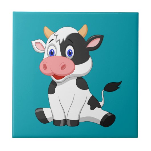 Cute animated Cow Tegeltje (Voorkant)