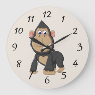 Cute Animated Gorilla Large Clock Grote Klok