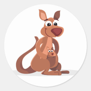 Cute Animated Kangaroo Ronde Sticker