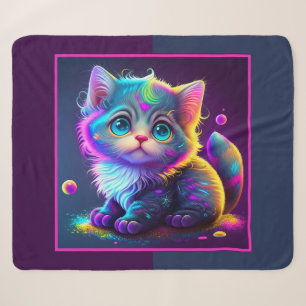 Cute Animated Kitten Sherpa Deken