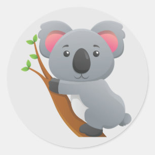 Cute Animated Koala Beer Ronde Sticker