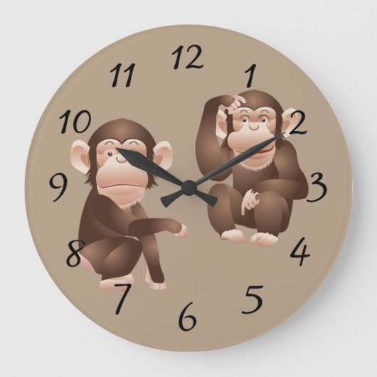 Cute animated Monkeys Grote Klok (Voorkant)