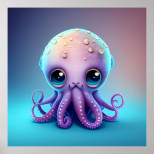 Cute Animated Octopus Poster