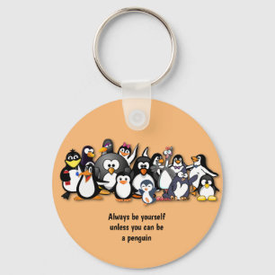 Cute animated penguins sleutelhanger