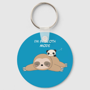 Cute animated sloth with panda beer sleutelhanger