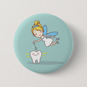 Cute animated tooth Fairy Ronde Button 5,7 Cm