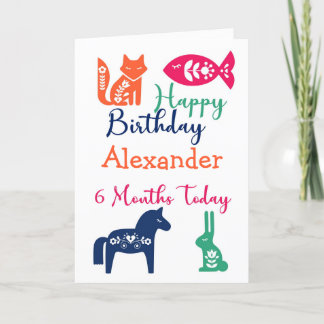 Cute Animaux 6 Mois Carte Anniversaire