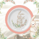 Cute Animaux Bunny Baby shower rose personnalisé<br><div class="desc">Fleurs douces de couleur pastel et lapin de lapin le plus doux qui ait jamais tenu du lapin de bébé. Personnalisé avec le nom et la date rendent cet extra spécial. Produits correspondants disponibles. 100% de satisfaction client avec "Zazzle"</div>