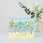 Cute animaux de mer Anniversaire de enfant Carte p (Debout devant)