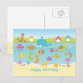 Cute animaux de mer Anniversaire de enfant Carte p (Devant / Derrière)