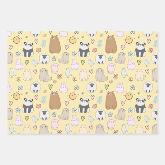 Cute Animaux et oiseaux Papier Motif d'enveloppeme (Devant 3)