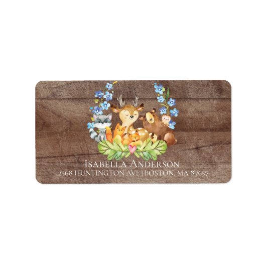 Cute Animaux Garçons Étiquette de adresse Baby sho (Devant)