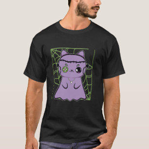 Cute Anime Black Cat Ghost Horror Eye Patch for Ha T-shirt