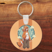 Cute Anime Boy in Clownfish Costume drinking Coffe Sleutelhanger (Achterkant)