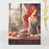 CUTE ANIME FILLE SWEET CARTE D'ANNIVERSAIRE (Fleur jaune)