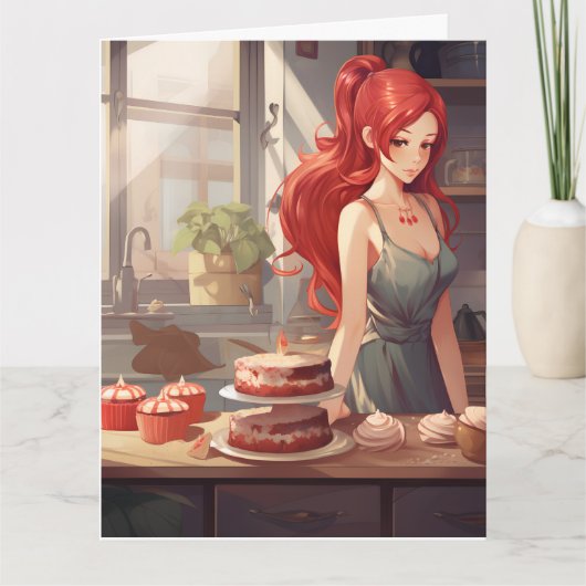 CUTE ANIME FILLE SWEET CARTE D'ANNIVERSAIRE (Devant)