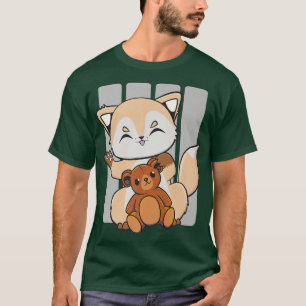 Cute Anime Fox met Kawaii Speelgoed en Teddy Bear  T-shirt
