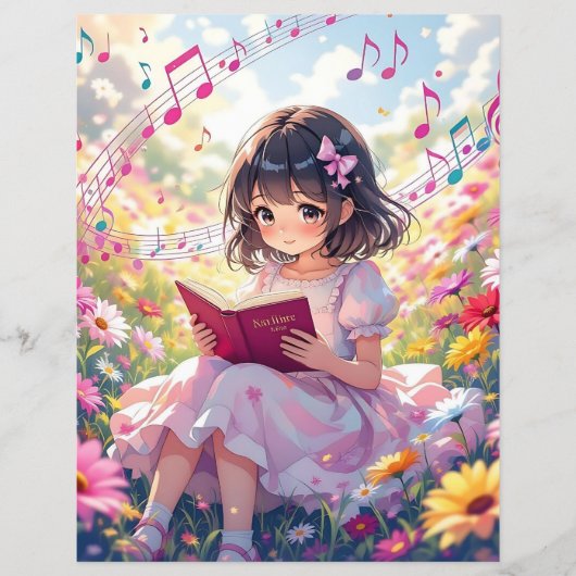 Cute Anime Girl Reading a Book (Voorkant)
