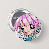 Cute Anime Girl Ronde Button 5,7 Cm (Voorkant /achterkant)