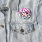 Cute Anime Girl Ronde Button 5,7 Cm (In situ)