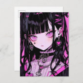 Cute Anime Gothic Girl Briefkaart (Voorkant / Achterkant)