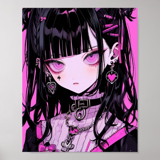 Cute Anime Gothic Girl Poster (Voorkant)