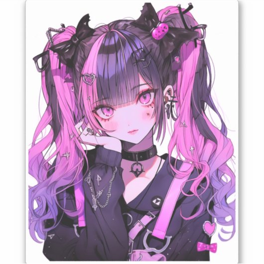 Cute Anime Gothic Girl Sticker (Voorkant)