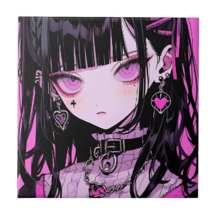 Cute Anime Gothic Girl Tegeltje