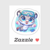 Cute Anime Kawaii Snow Leopard Stickers (Feuille)